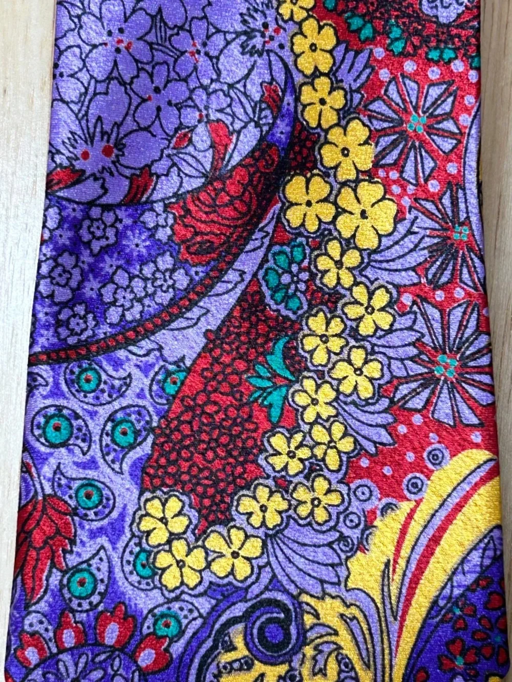 🤩STUNNING🤩 Handmade Italian Silk Tie Purple Multicolor Floral Paisley